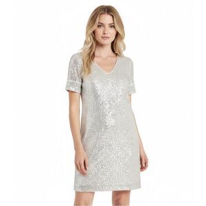 NWT CECE Sequin Sparkly Metallic Mini Shift Dress Size Large